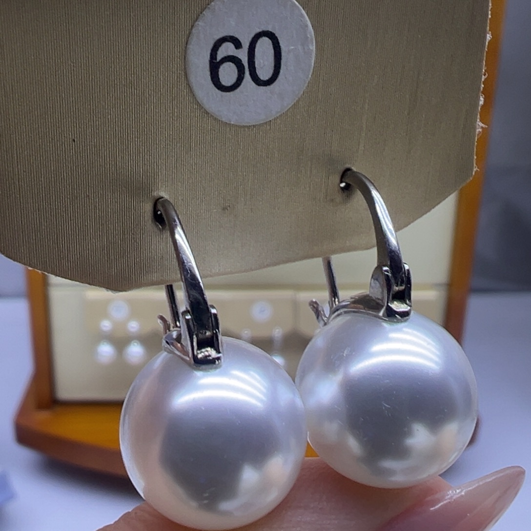耳饰银S925镶嵌淡水珍珠