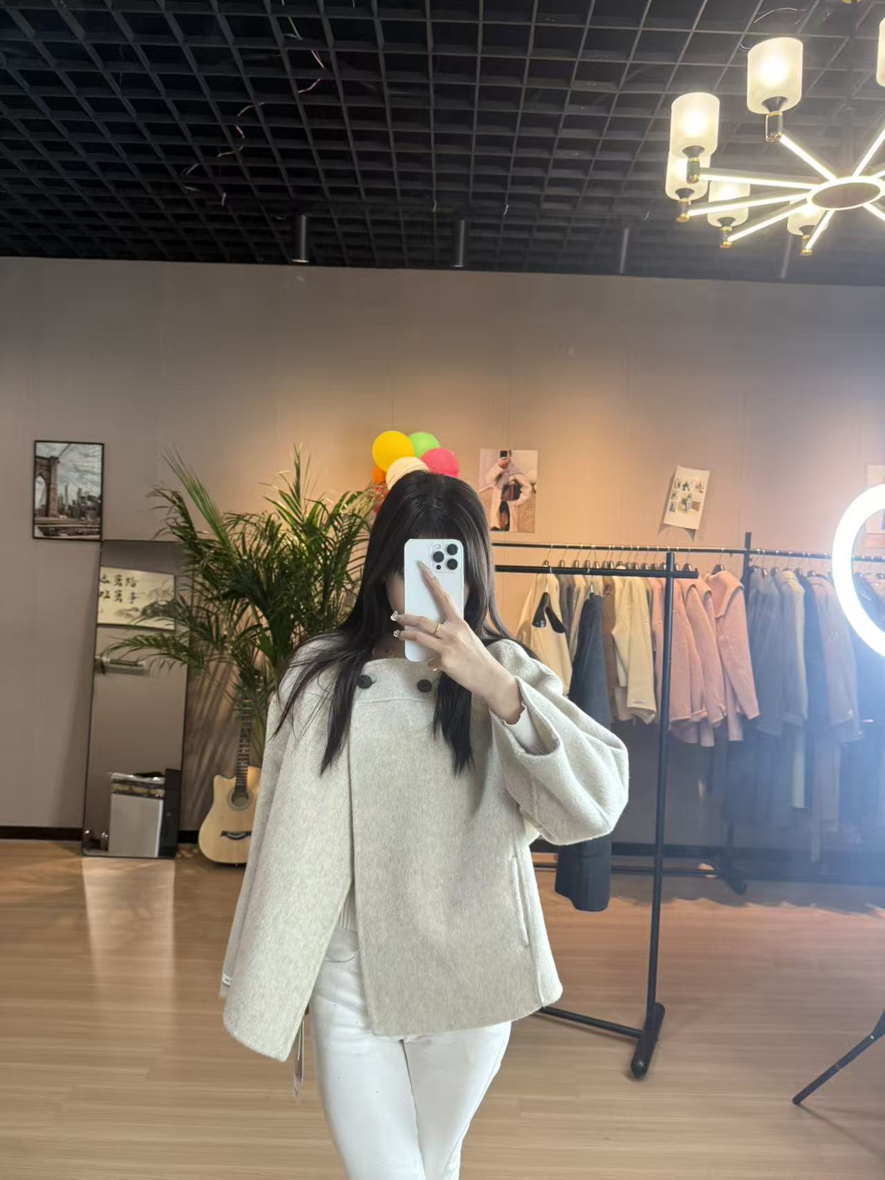 秋冬立领女杂志风千金风毛呢外套中长款长袖厚款保暖时尚休闲大衣