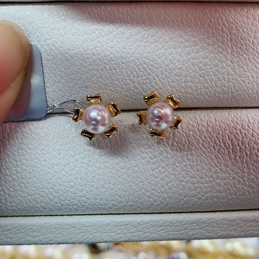 18K金镶嵌耳饰海水珍珠5.5-6