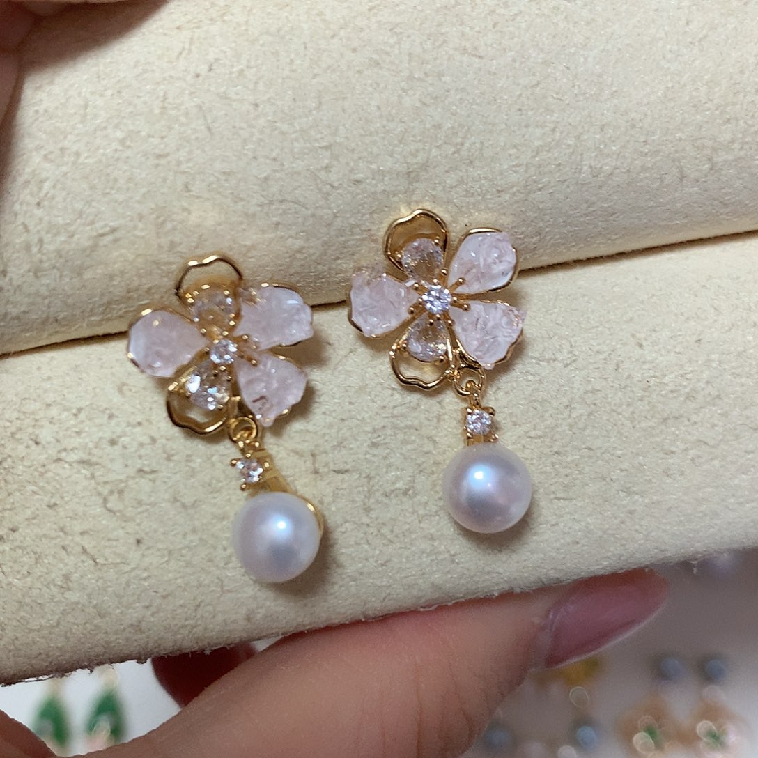 淡水珍珠耳饰合金