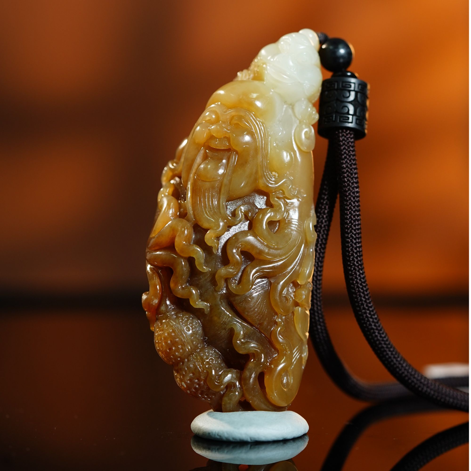 和田且末糖玉俏雕人生如意挂件 135.24g L251027003 