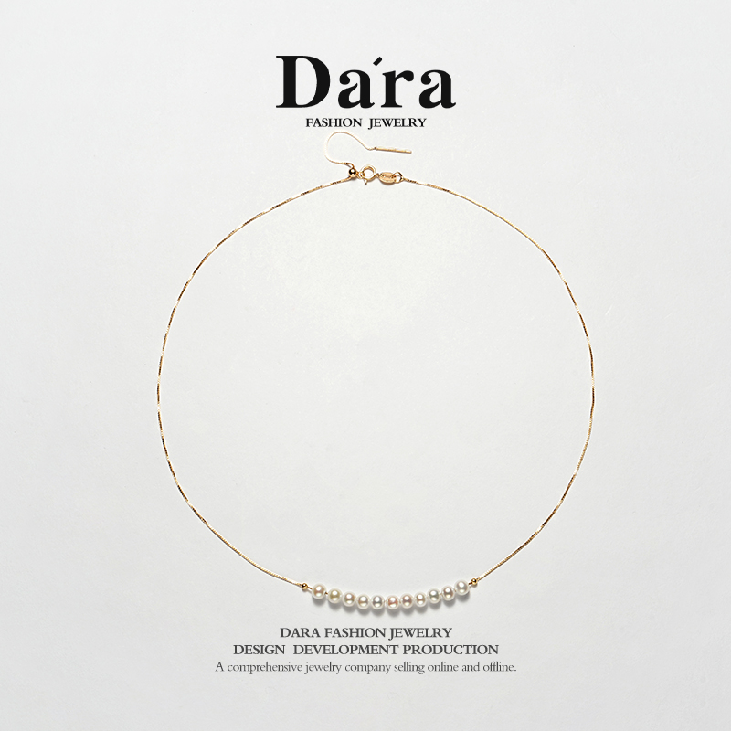 DARA/戴拉18K金豆豆4-5mm淡水有核珍珠微笑项链925银链
