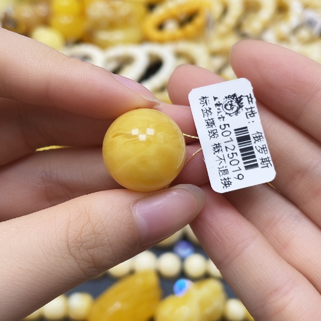 未镶嵌蜜蜡裸石圆珠18.7mm