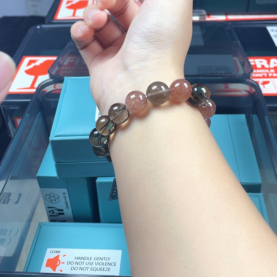 烟晶手链银S925镶嵌