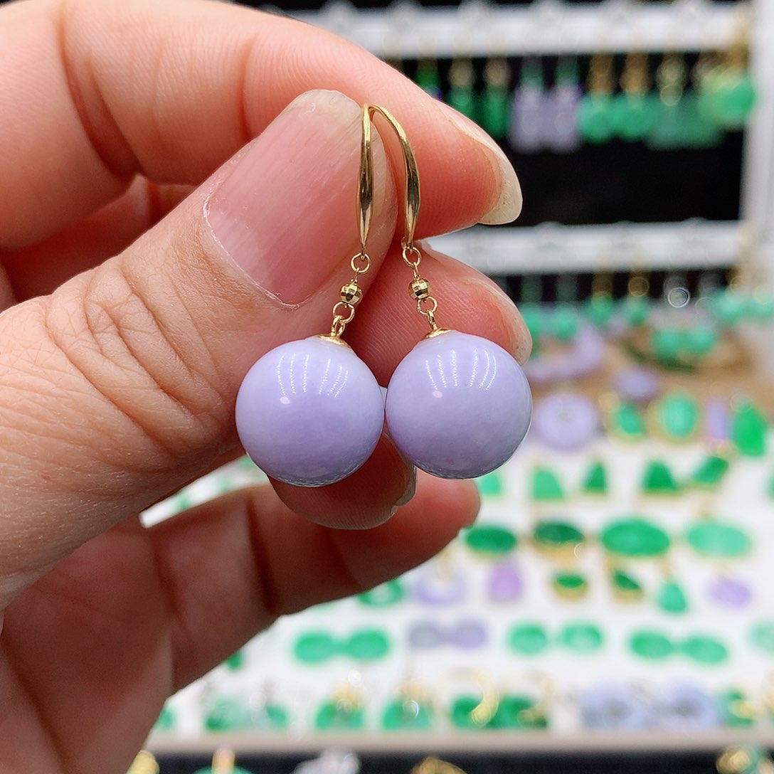 翡翠耳饰18K金镶嵌的