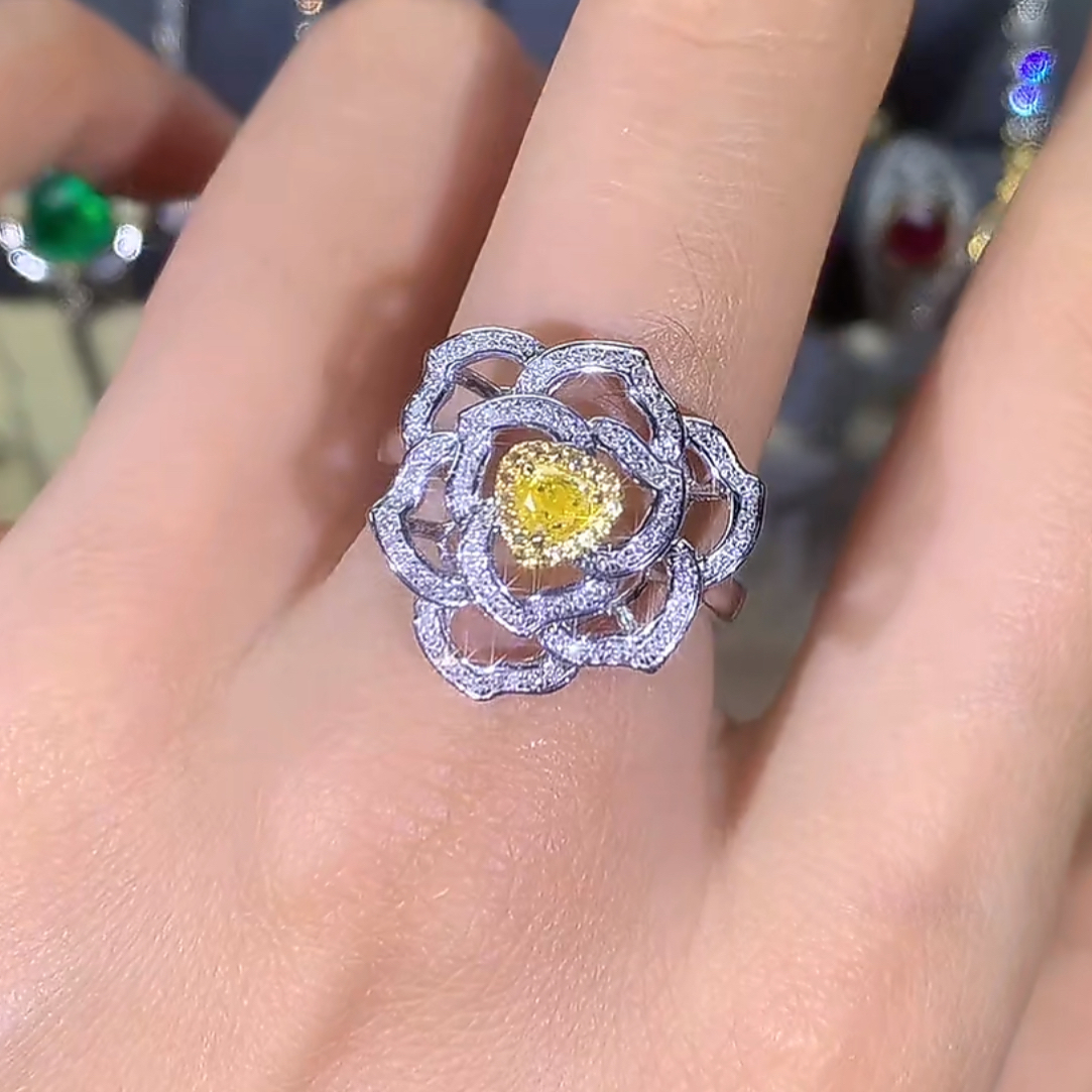 18k金橙钻戒指设计款