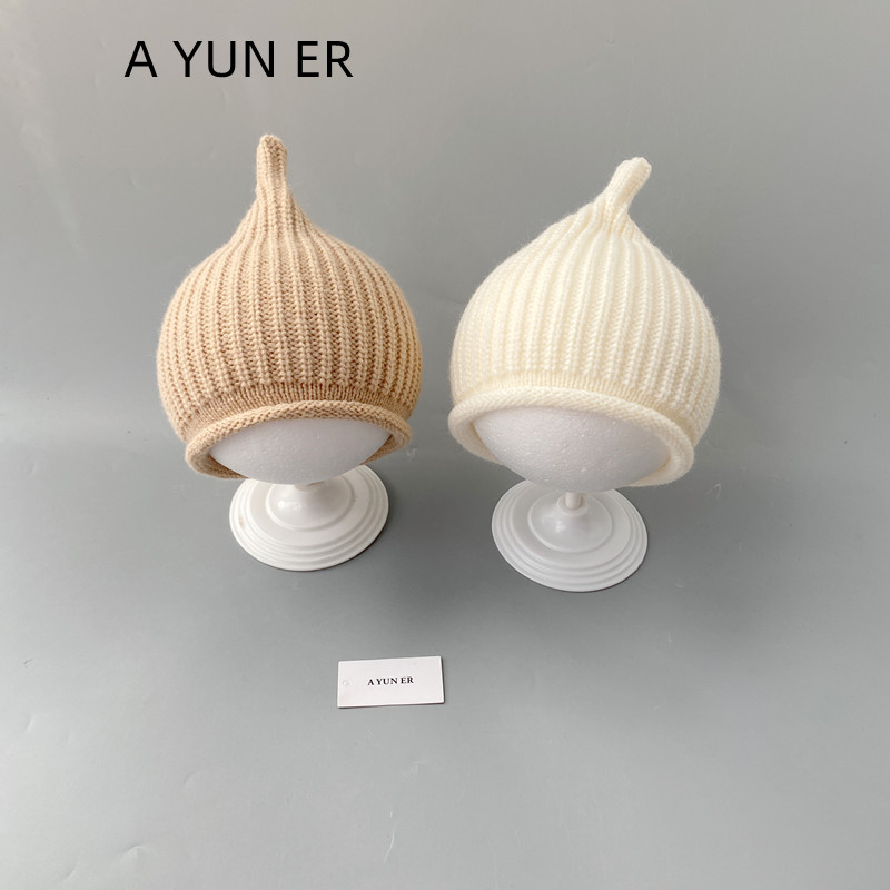 婴儿帽子秋冬季毛线帽韩国宝宝洋气百搭奶嘴帽可爱超萌针织套头帽