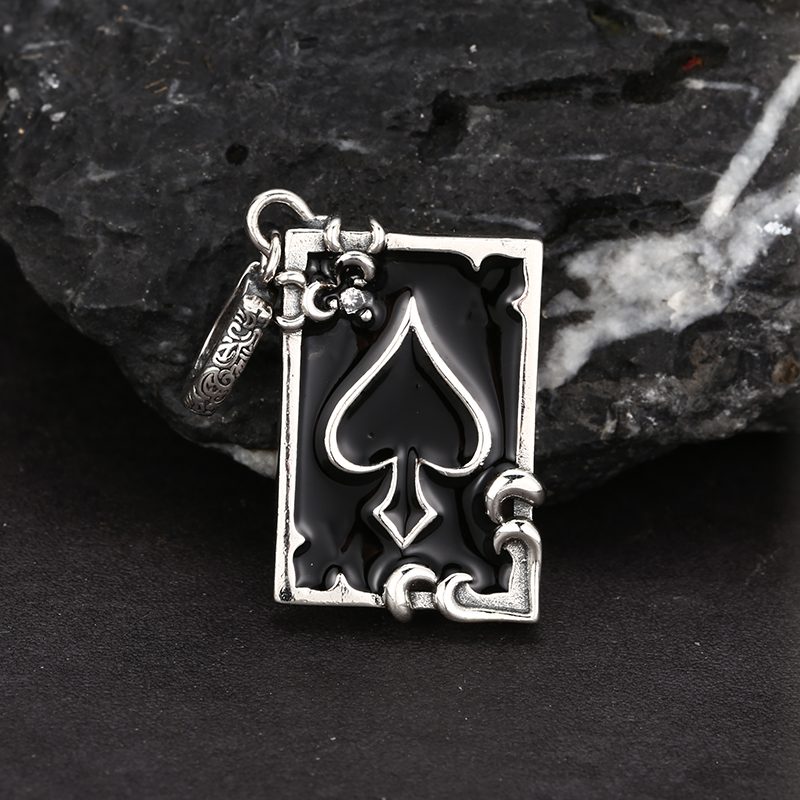 吊坠925银 纯银s925 时尚做旧百搭方牌爱心吊坠