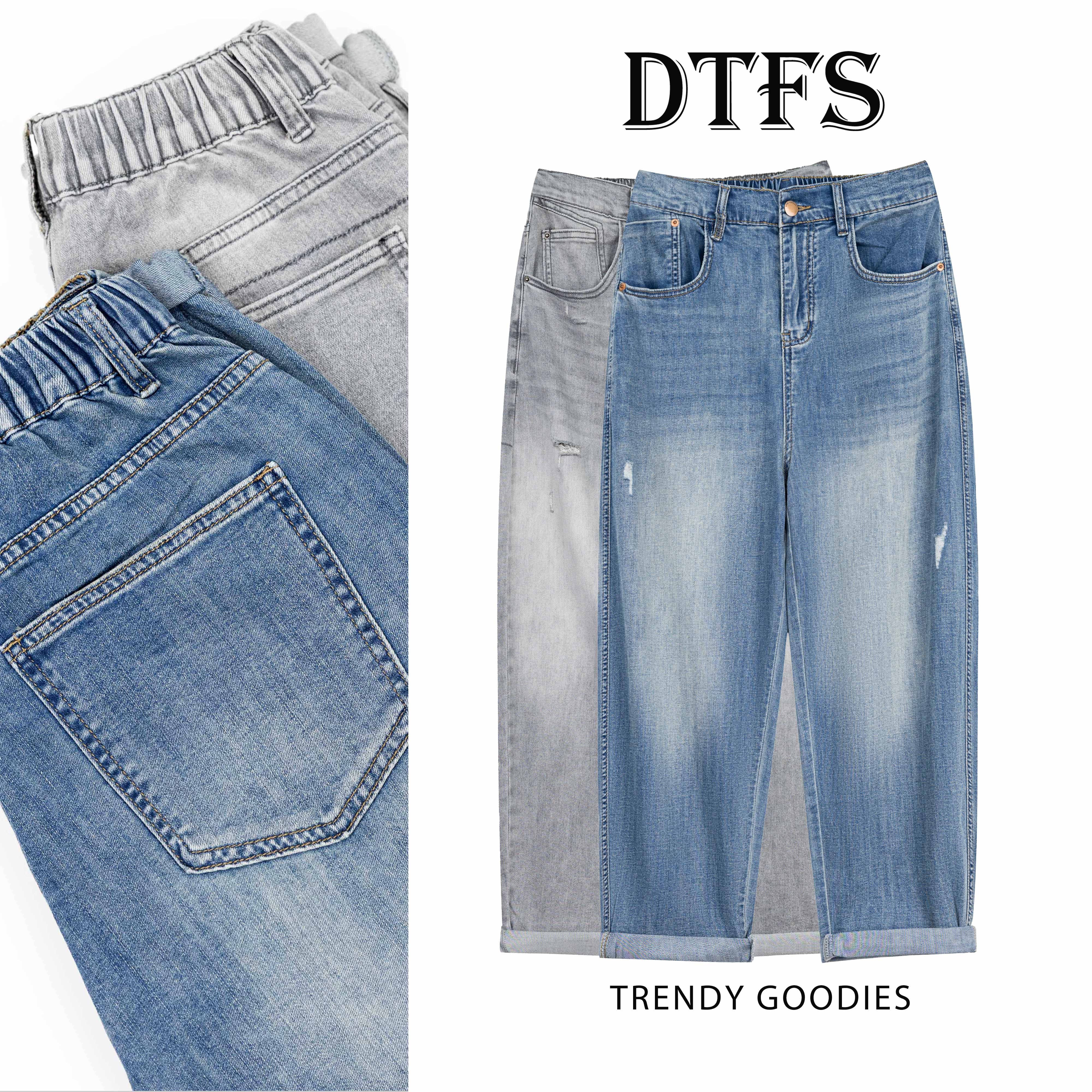 【大婷】2025夏季女款磨破哈伦牛仔裤女时尚高腰显瘦百搭老爹裤6716