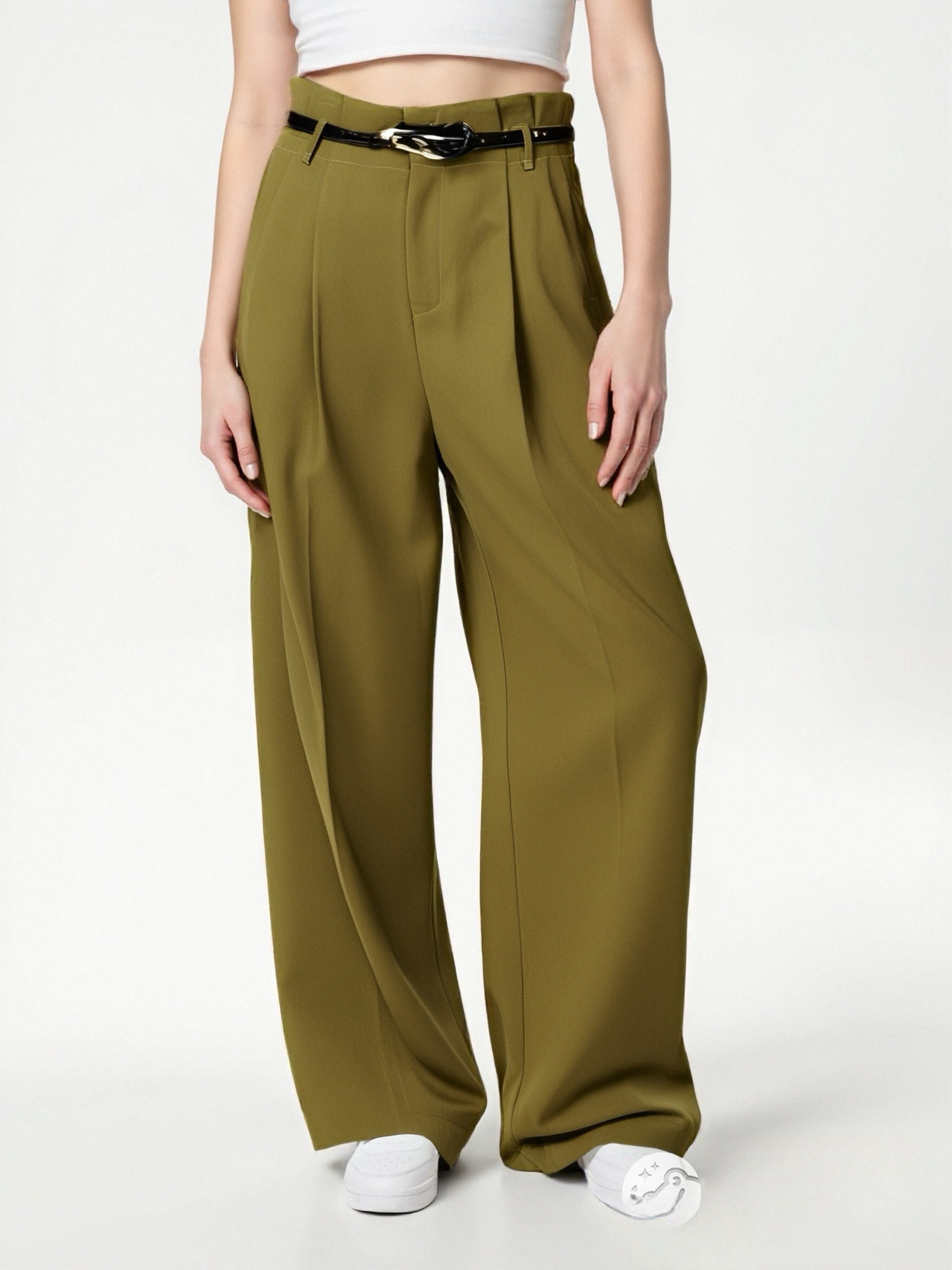 「HMM」显瘦显腿长高腰阔腿休闲裤