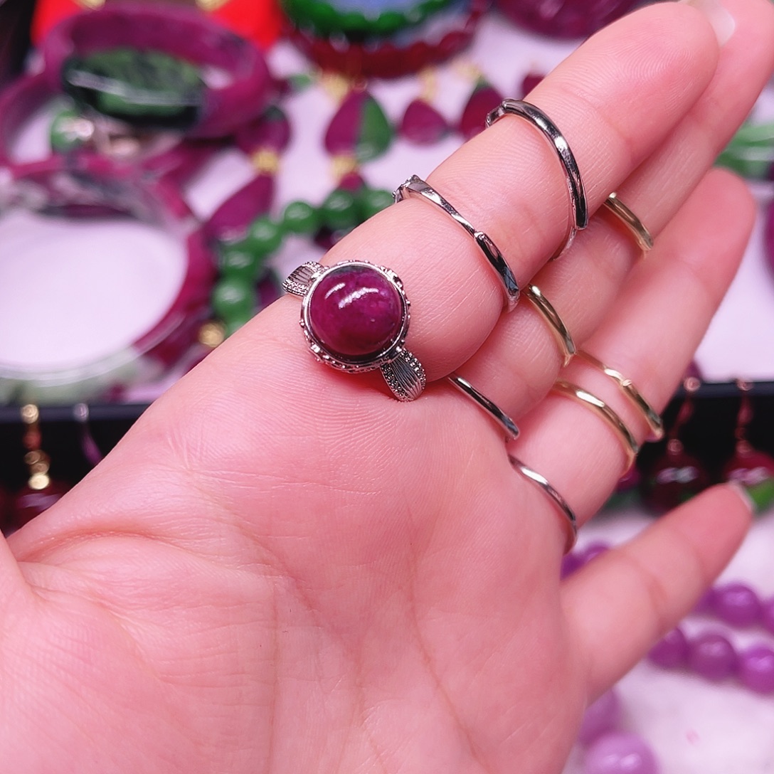 戒指红宝石银S925镶嵌