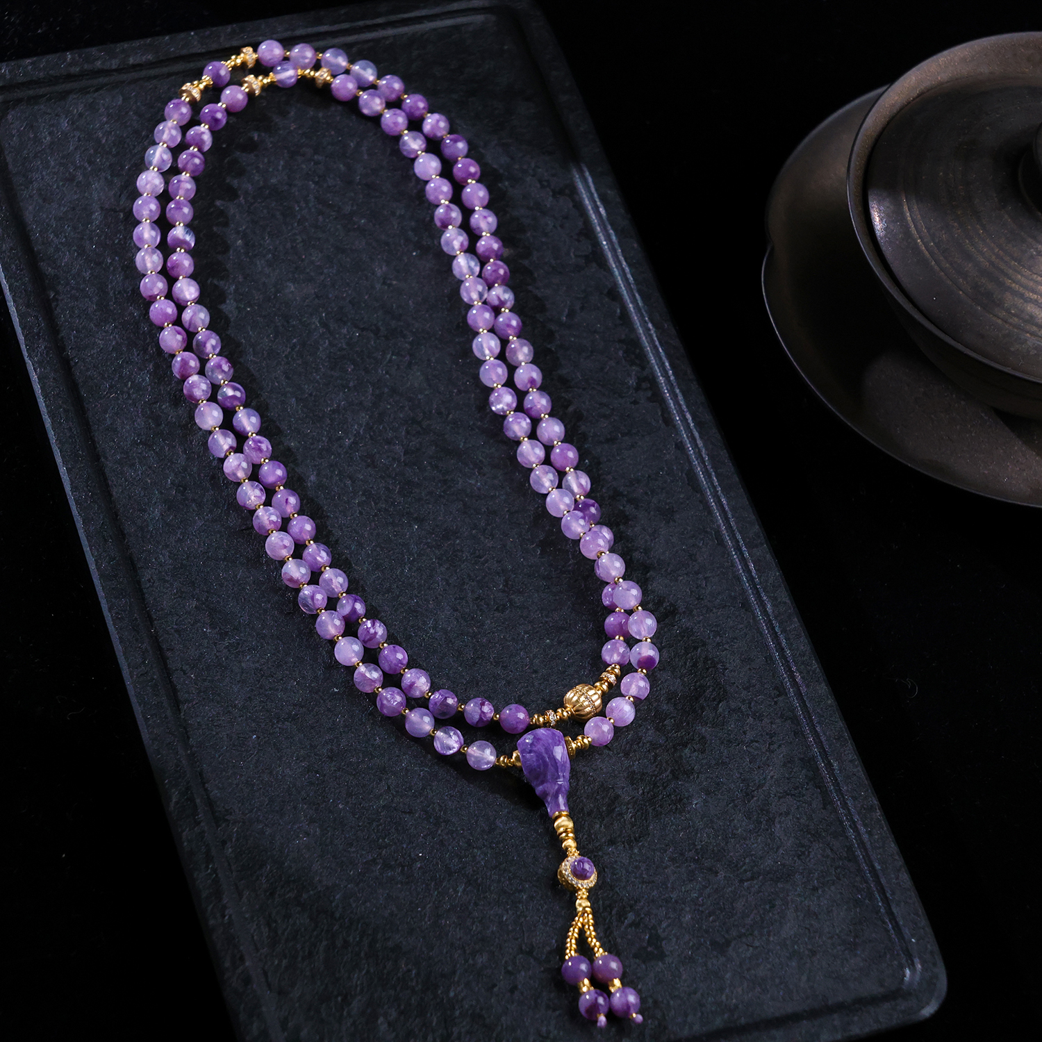 【思嘉】紫纱（仙紫）·紫龙晶玉化冰底多圈项链 | 多样性发一 DFS0035