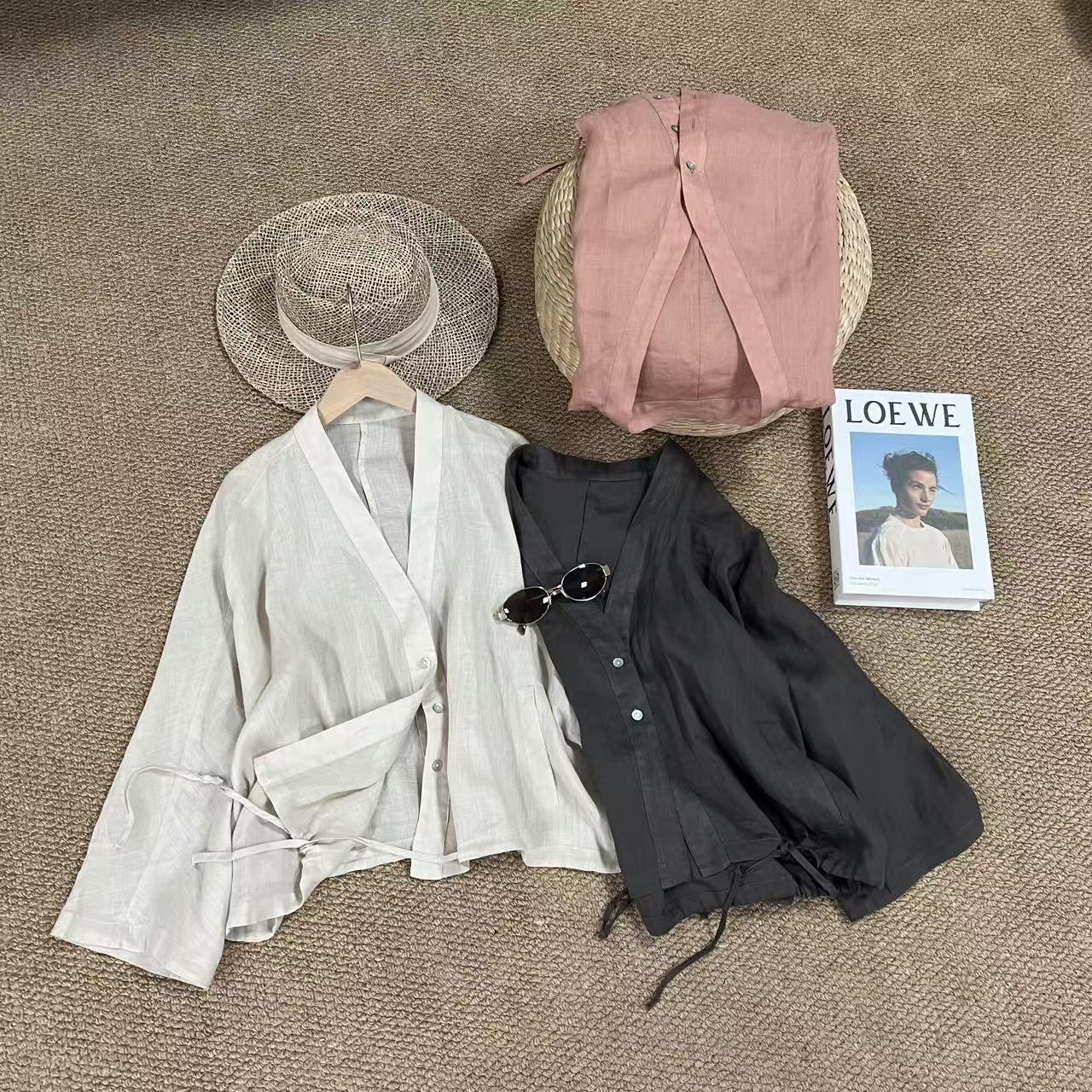 【左耳与麻】2026夏季新款100%苎麻茶服系带短款开衫外套26239