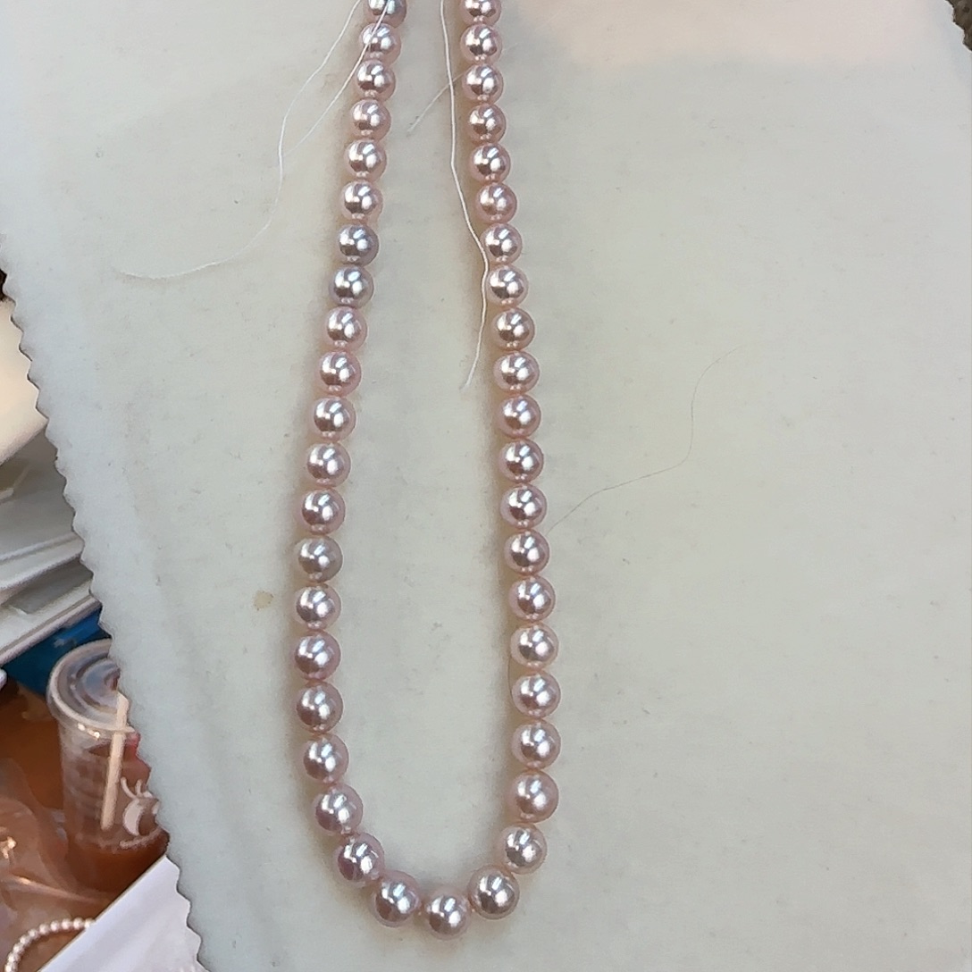 淡水珍珠颈饰银S925镶嵌用****17-8无核极光镜面