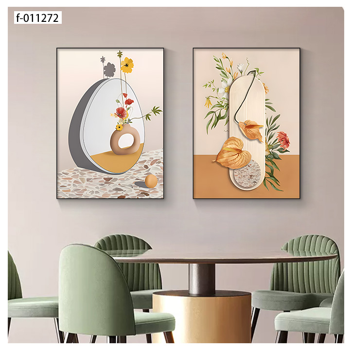 2025新款现代轻奢餐厅装饰画饭厅挂画简约创意两联组合画客厅挂画