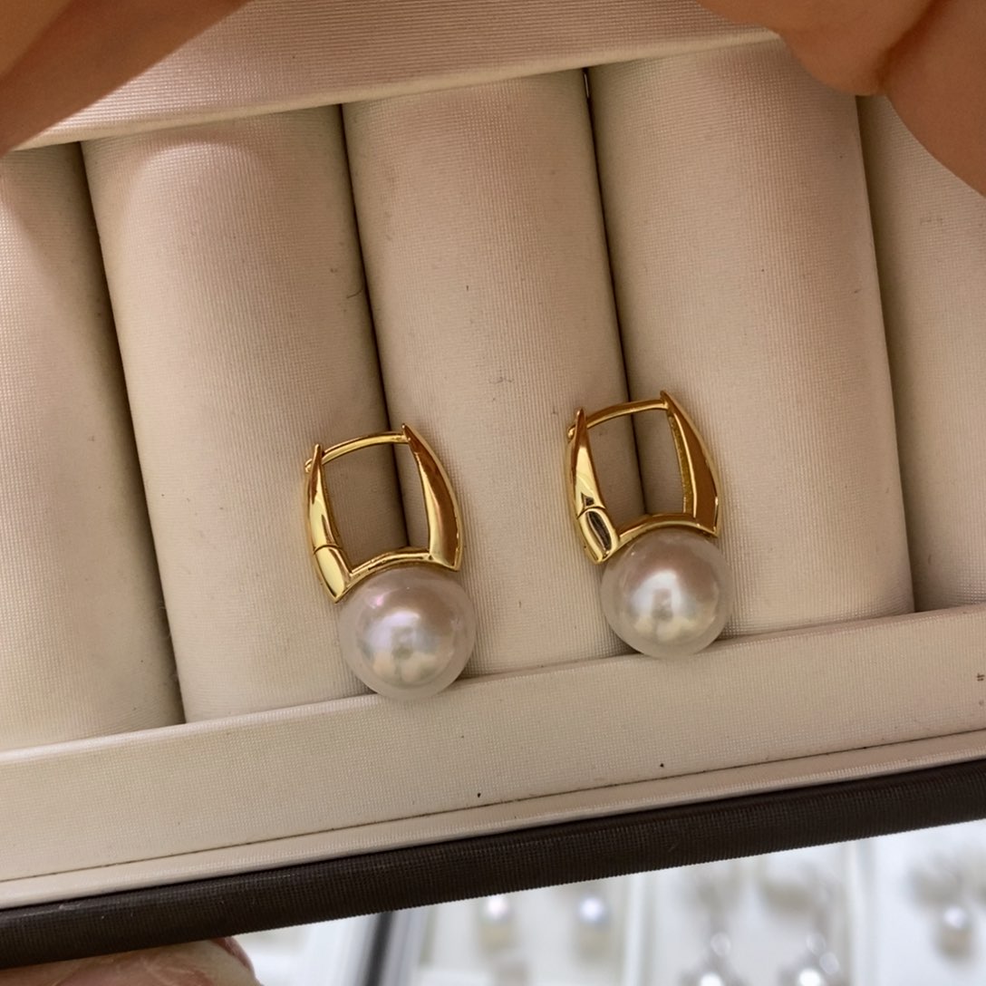 淡水珍珠耳饰银S925镶嵌