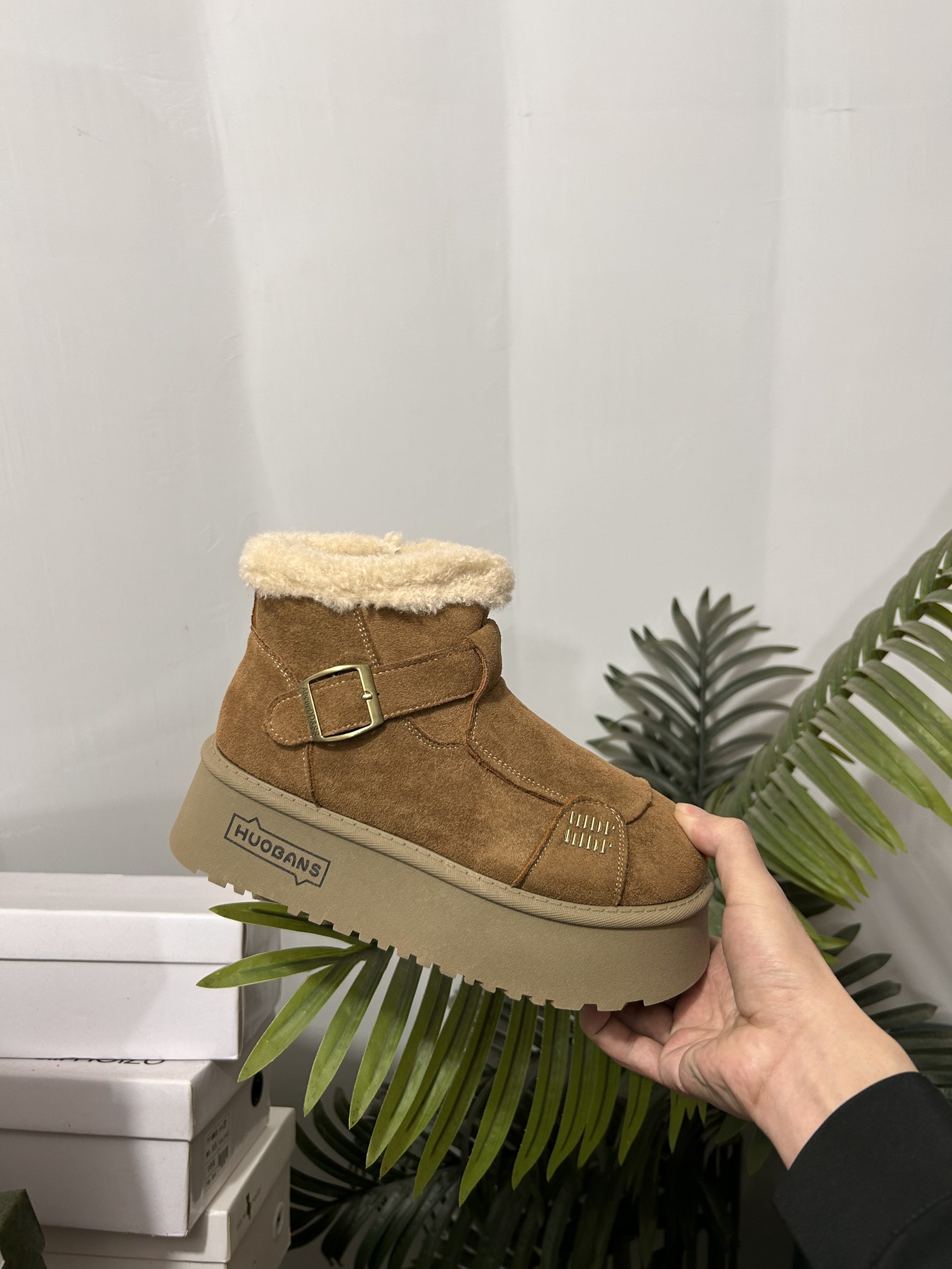 厚底雪地靴时尚休闲百搭加绒保暖冬季皮毛一体