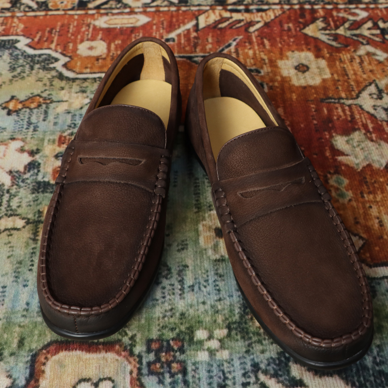 HAWK DK乐福鞋磨砂真皮一脚蹬男鞋商务休闲2025年夏季皮鞋豆豆鞋