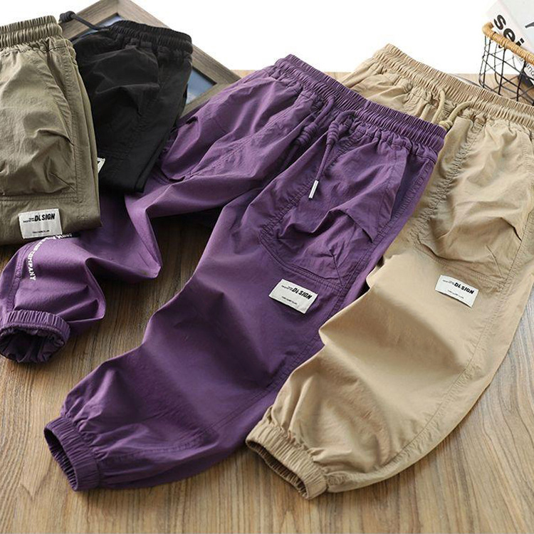 男童韩版简约潮流工装裤子夏季新款时尚百搭宽松长裤休闲速干裤子