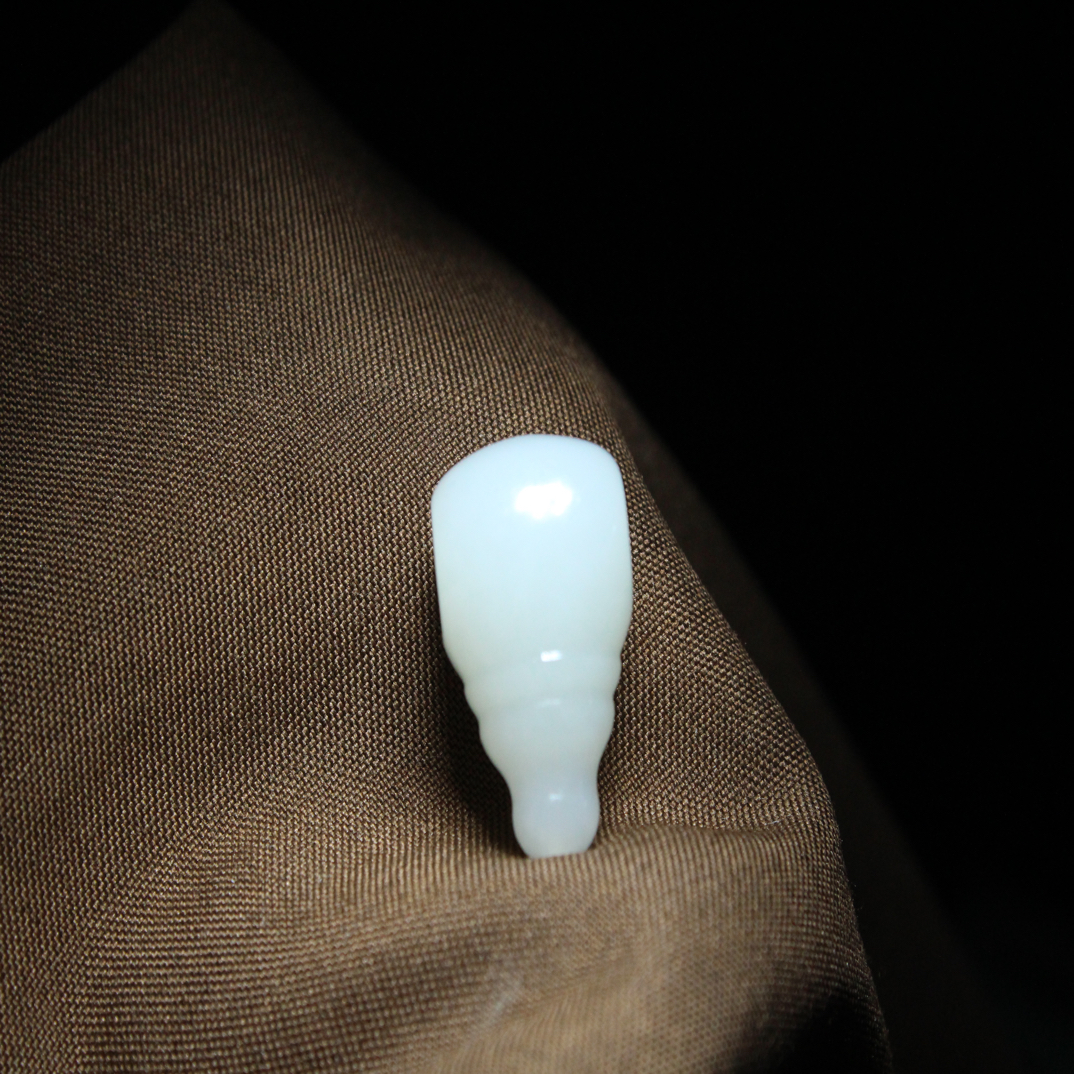 【12连体三通】天然和田玉白玉珠串配饰.12/19.5/12mm，重量4.03g