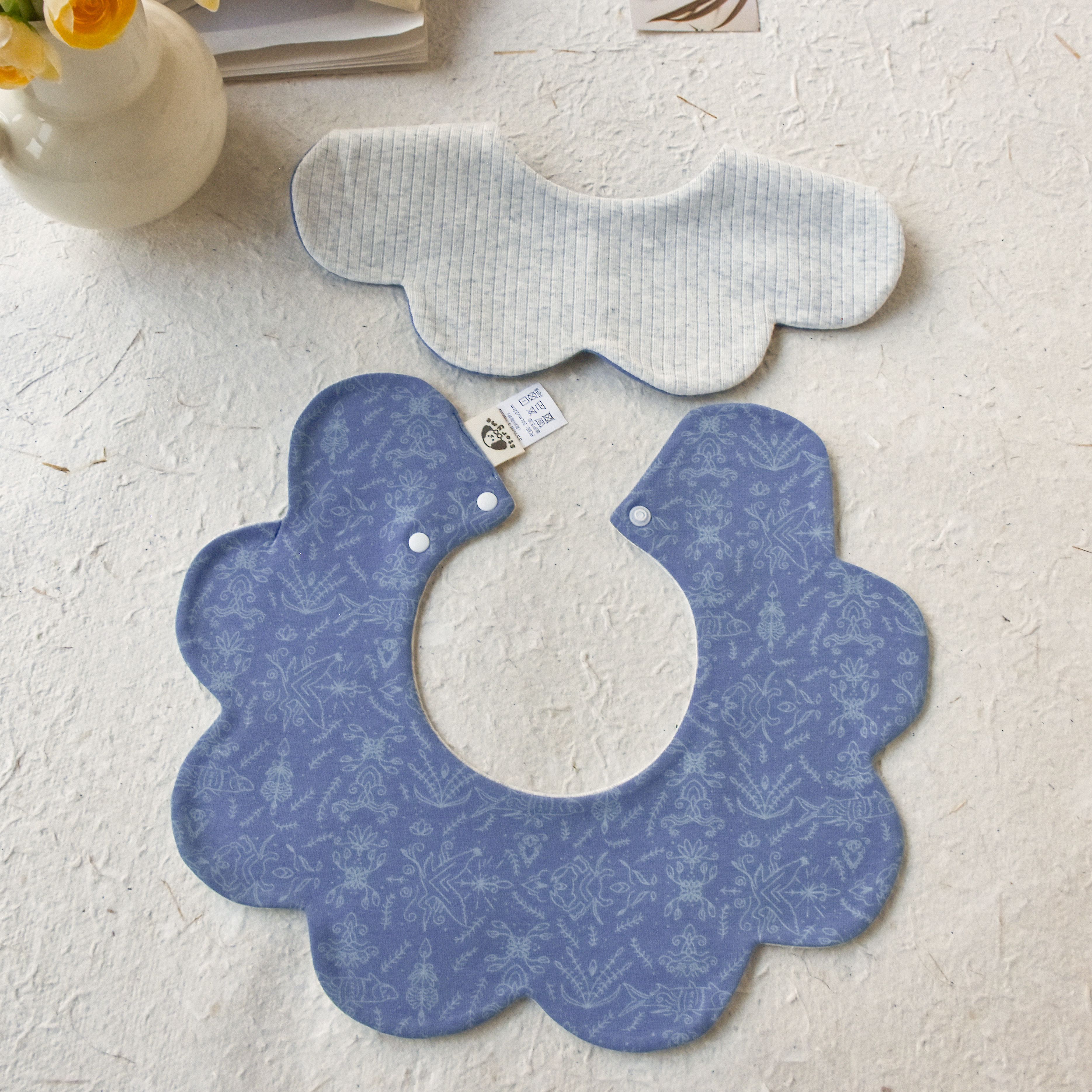 [y454]海洋小螃蟹口水巾围兜新生儿防吐奶柔软透气可爱ins风