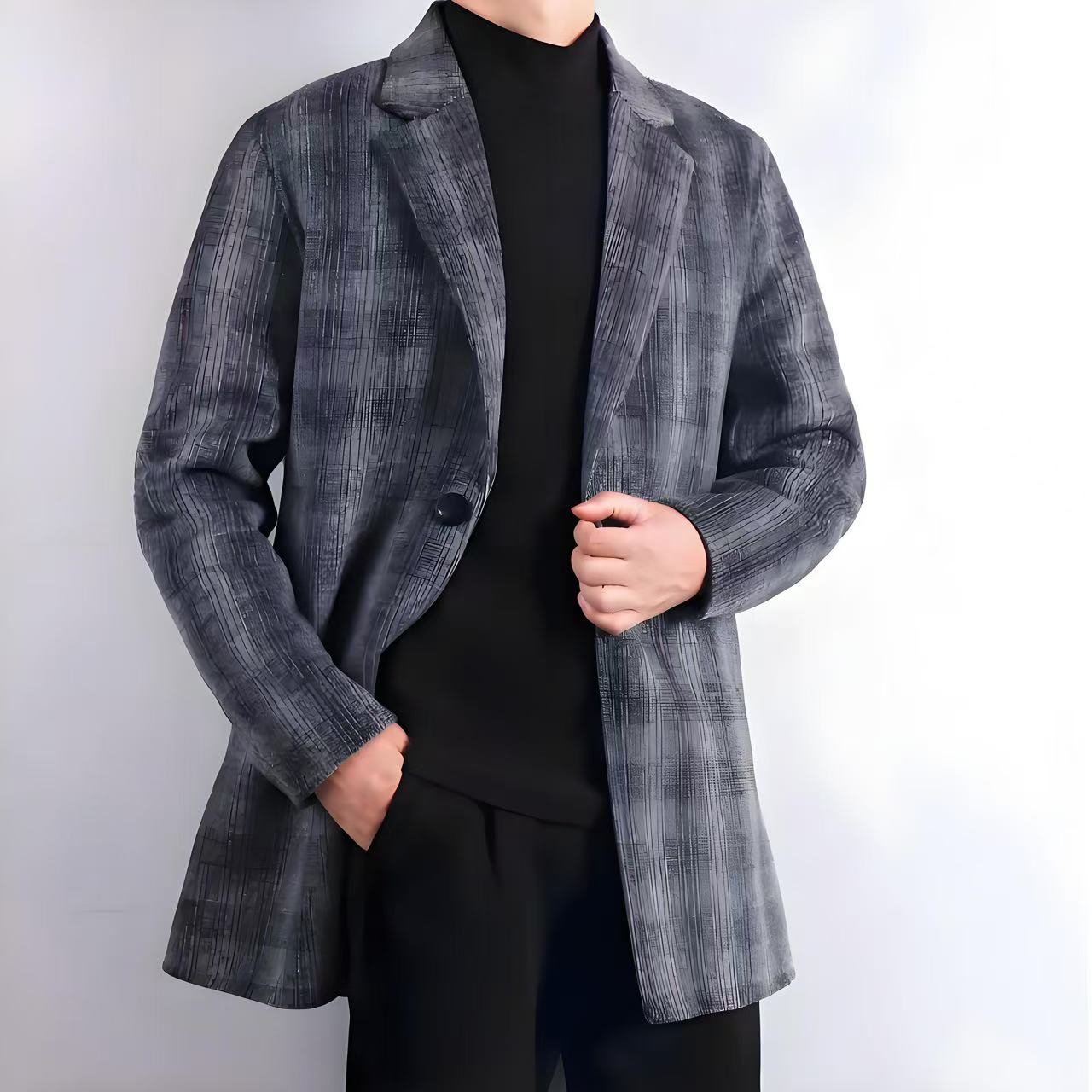 秋冬季男士双面绵羊毛外套休闲时尚双面毛呢大衣