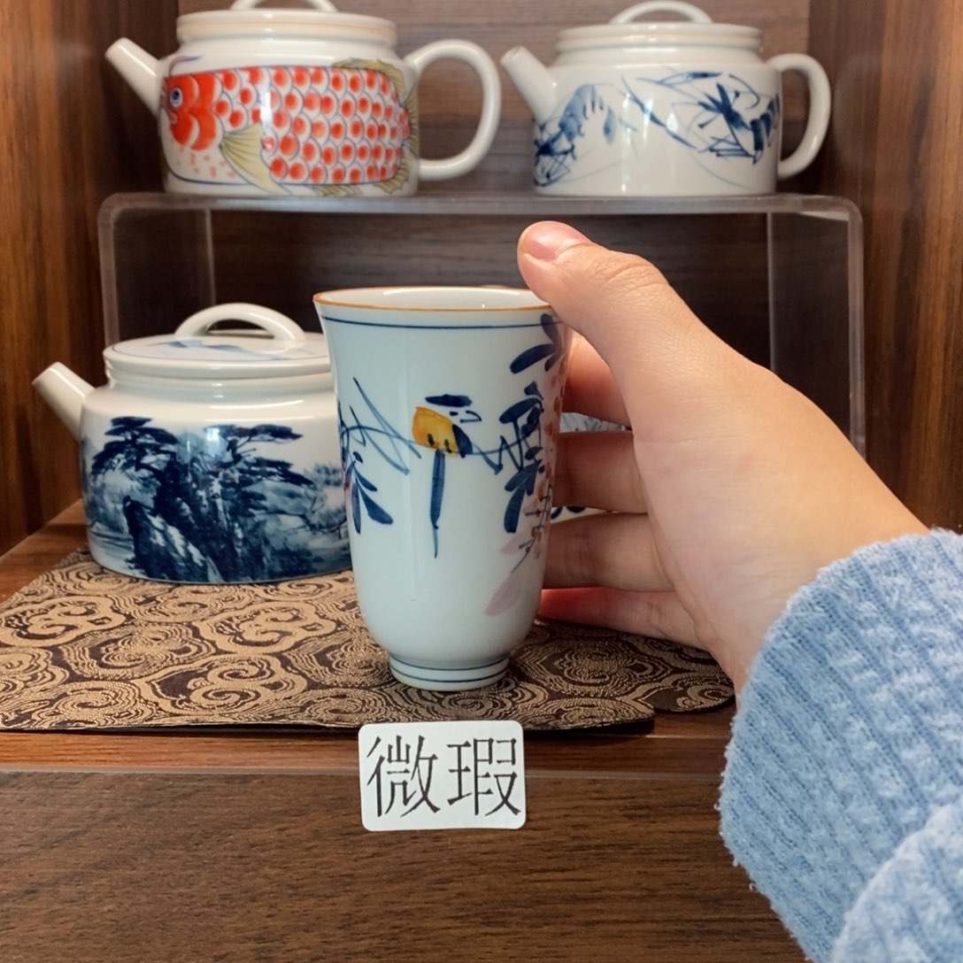 釉下彩老陶泥手工绘制