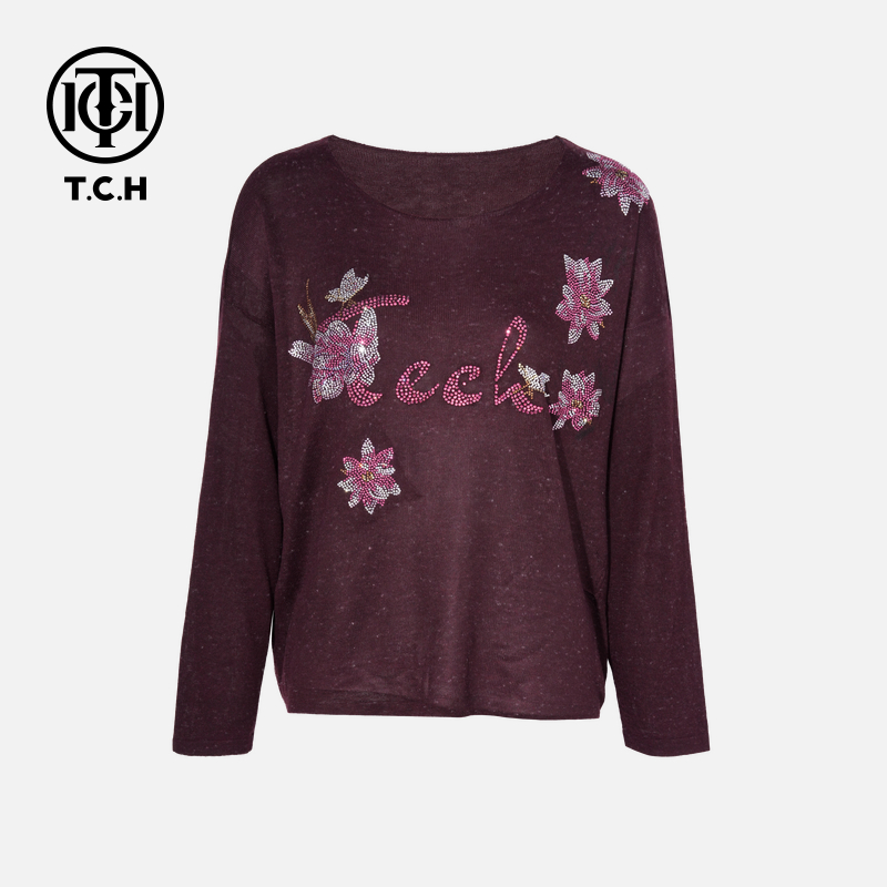 TCH私服烫钻工艺新时尚淑女百搭新潮流针织衫T75C09E1098轻奢tch