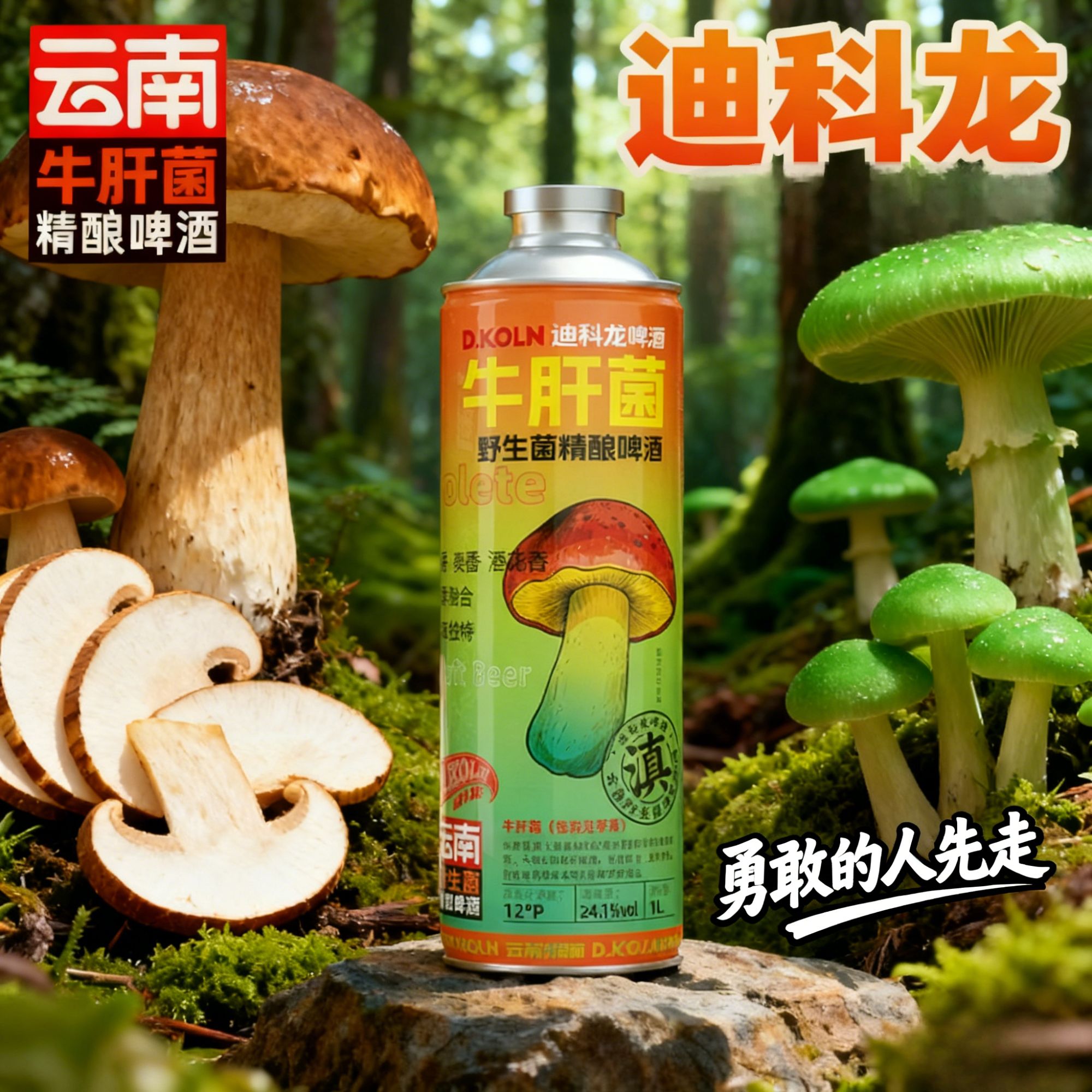 KOLN/迪科龙【特色】4罐1L礼盒装云南牛肝菌野生菌精酿啤酒见手青
