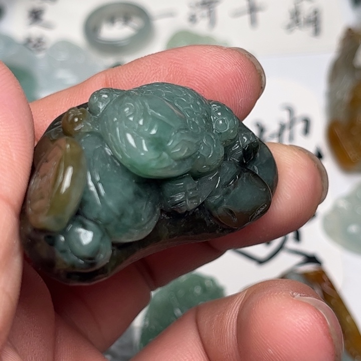 翡翠未镶嵌颈饰金蟾