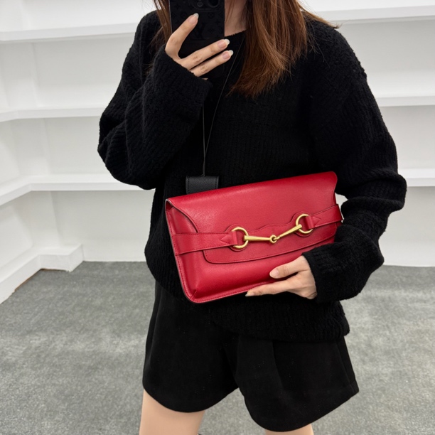 95新 GUCCI/古驰 马衔扣手拿包/SS2796