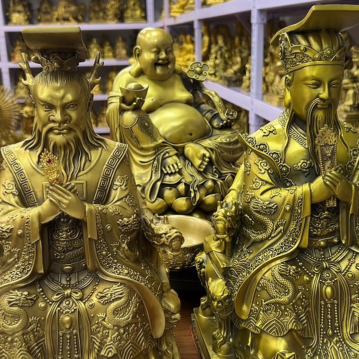 黄铜弥勒32如意龙王40玉皇4012厘米聚盆五帝钱1