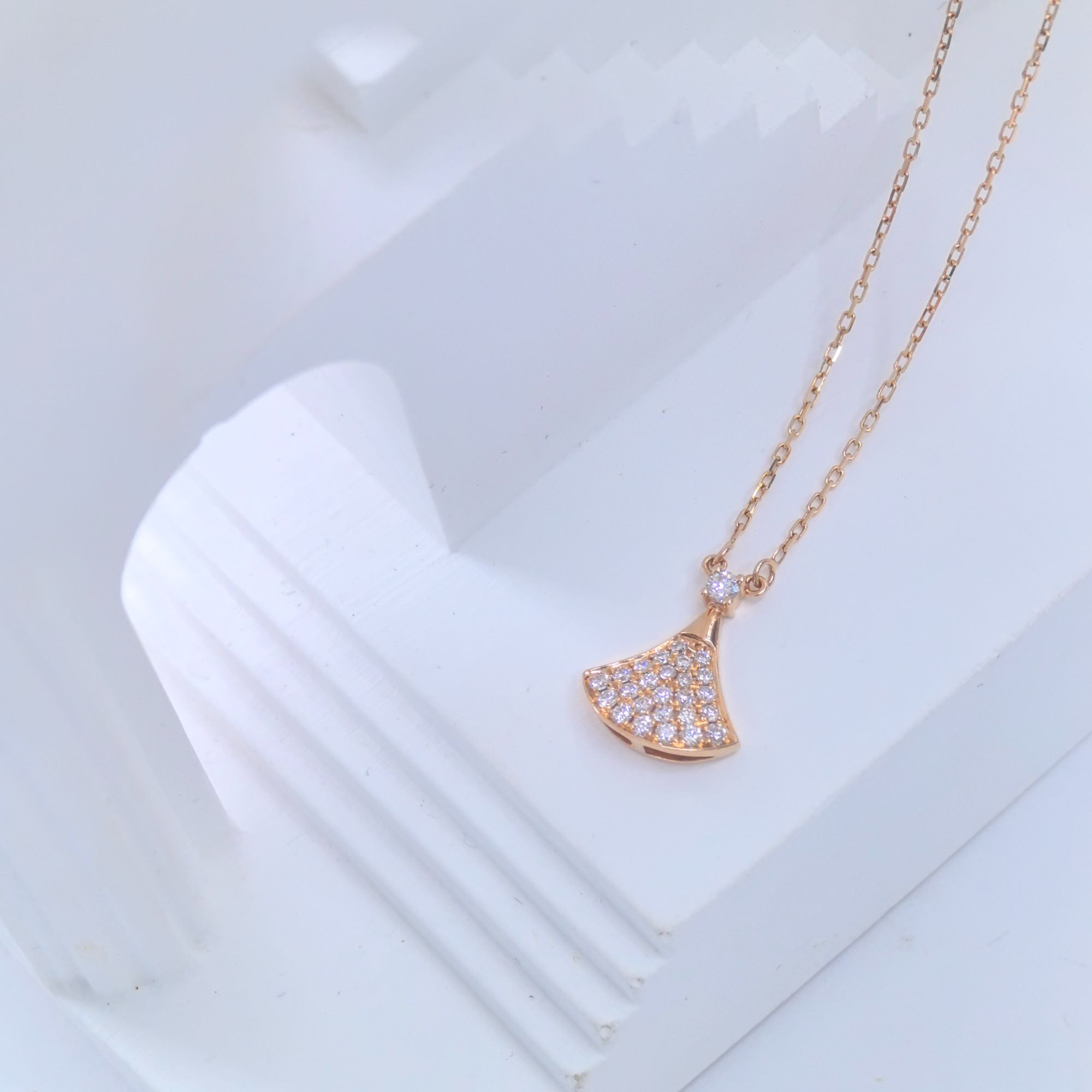 老戴甄选年货节天然钻石18k金k玫项链1.88g高级定制100%真品高档