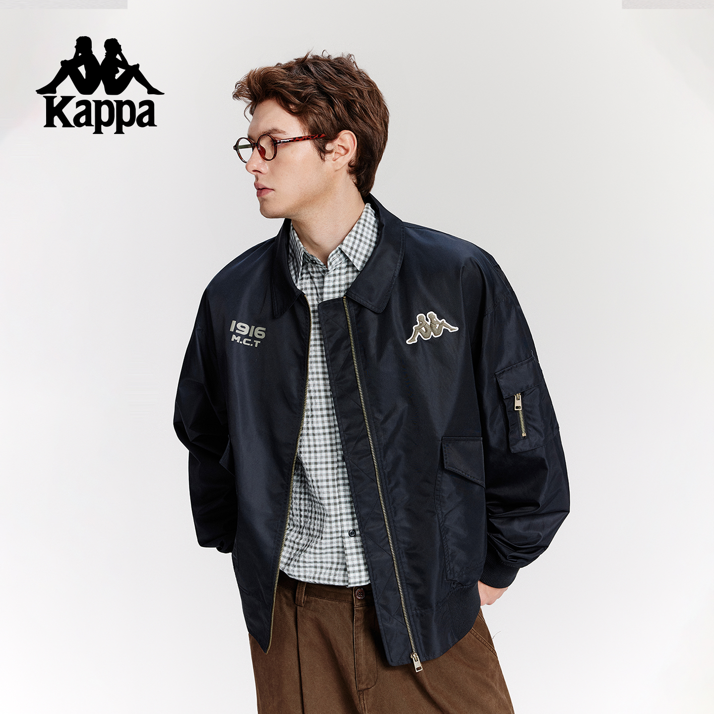 Kappa/卡帕流光风春秋新款飞行员夹克外套男士潮流男款运动上衣商品图