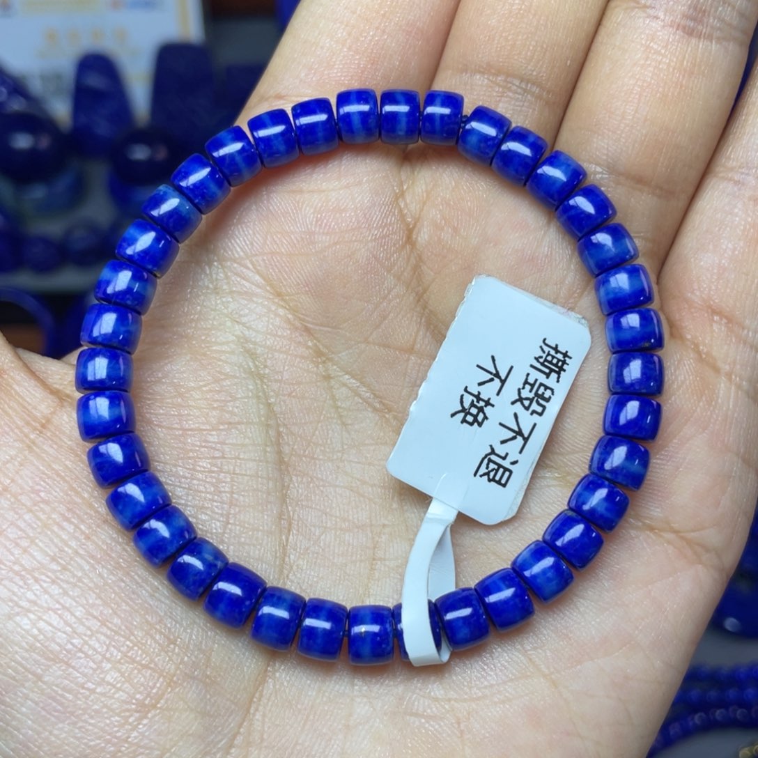 青金石未镶嵌6×4mm直切手串