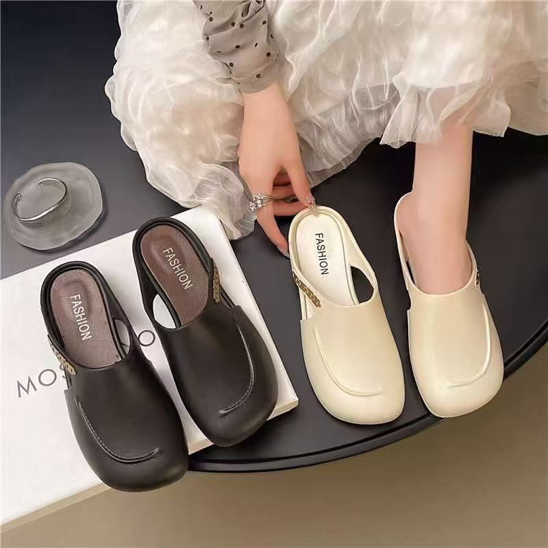 【万达清仓】包头鞋网红2025新款女生浅口单鞋配裙子气质法式凉鞋叶