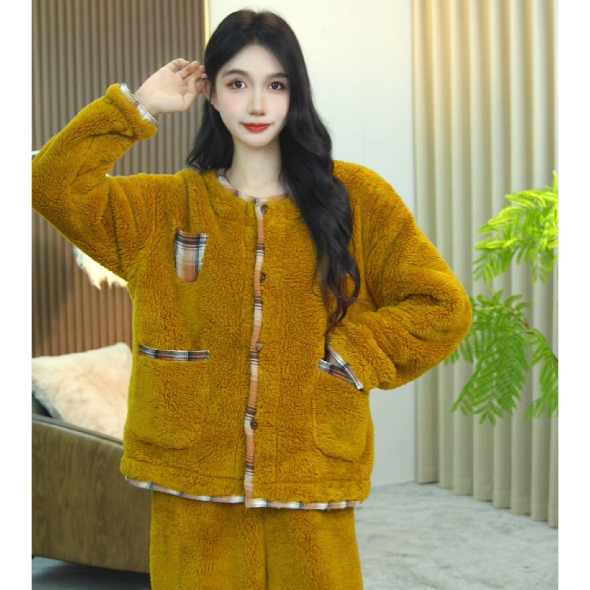 琪琪家【云绒暖居】舒适睡衣女士套装可外穿睡衣家居服CQQ