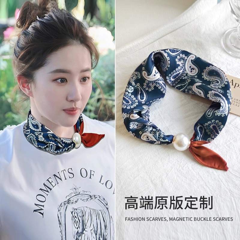 百搭几何图案薄款波点装饰优雅丝巾洋气网红文艺森系气质丝巾围巾