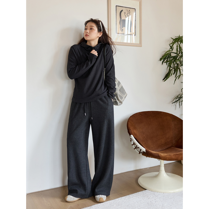 ALINDM【随意慵懒】大码微胖mm垂感慵懒阔腿宽松直筒休闲裤 XG7312