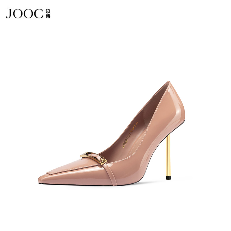 【飒美女主】JOOC玖诗尖头高跟鞋女2025春季新款黑色通勤细跟单鞋