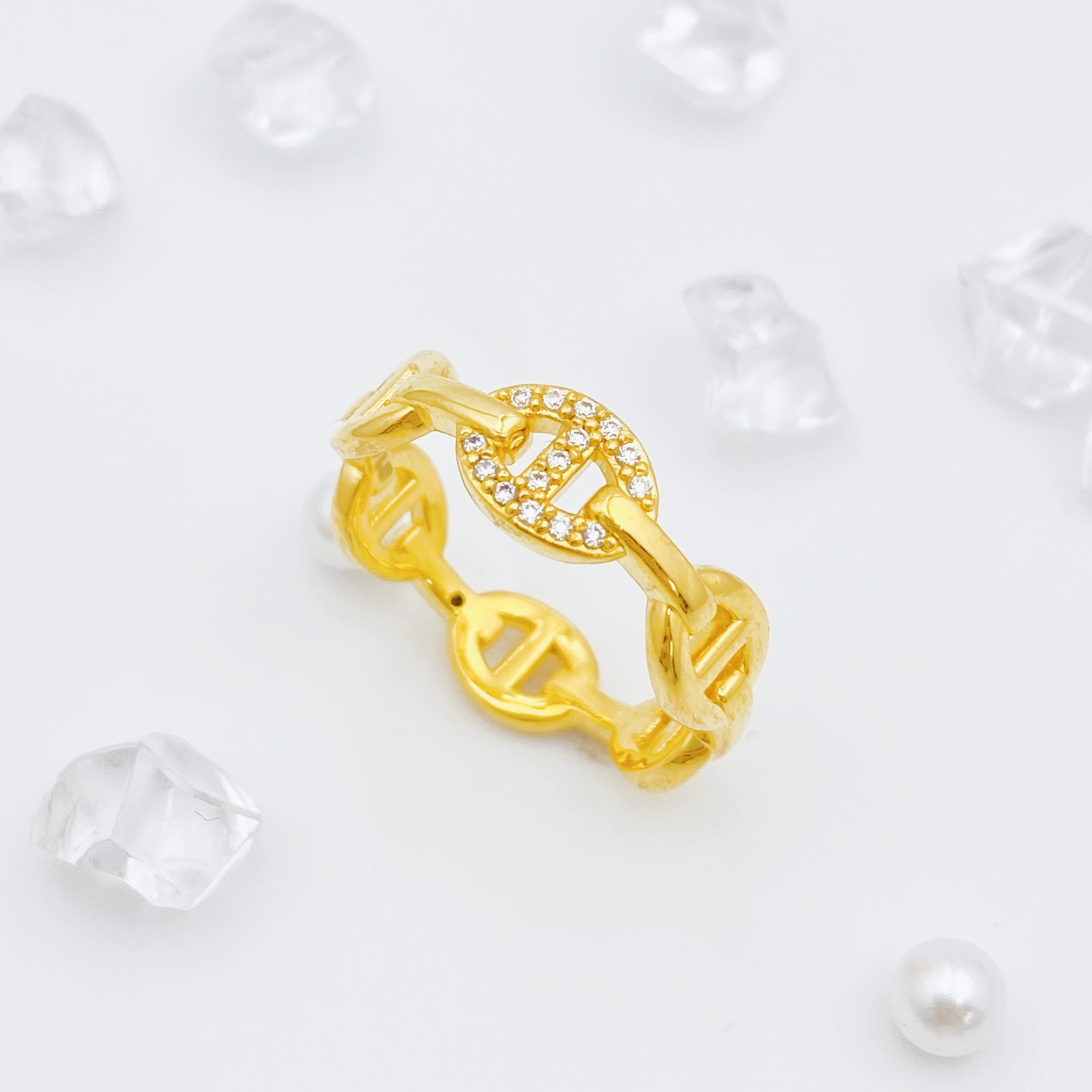 足金999 莫桑猪鼻子戒指 1.6 16圈口