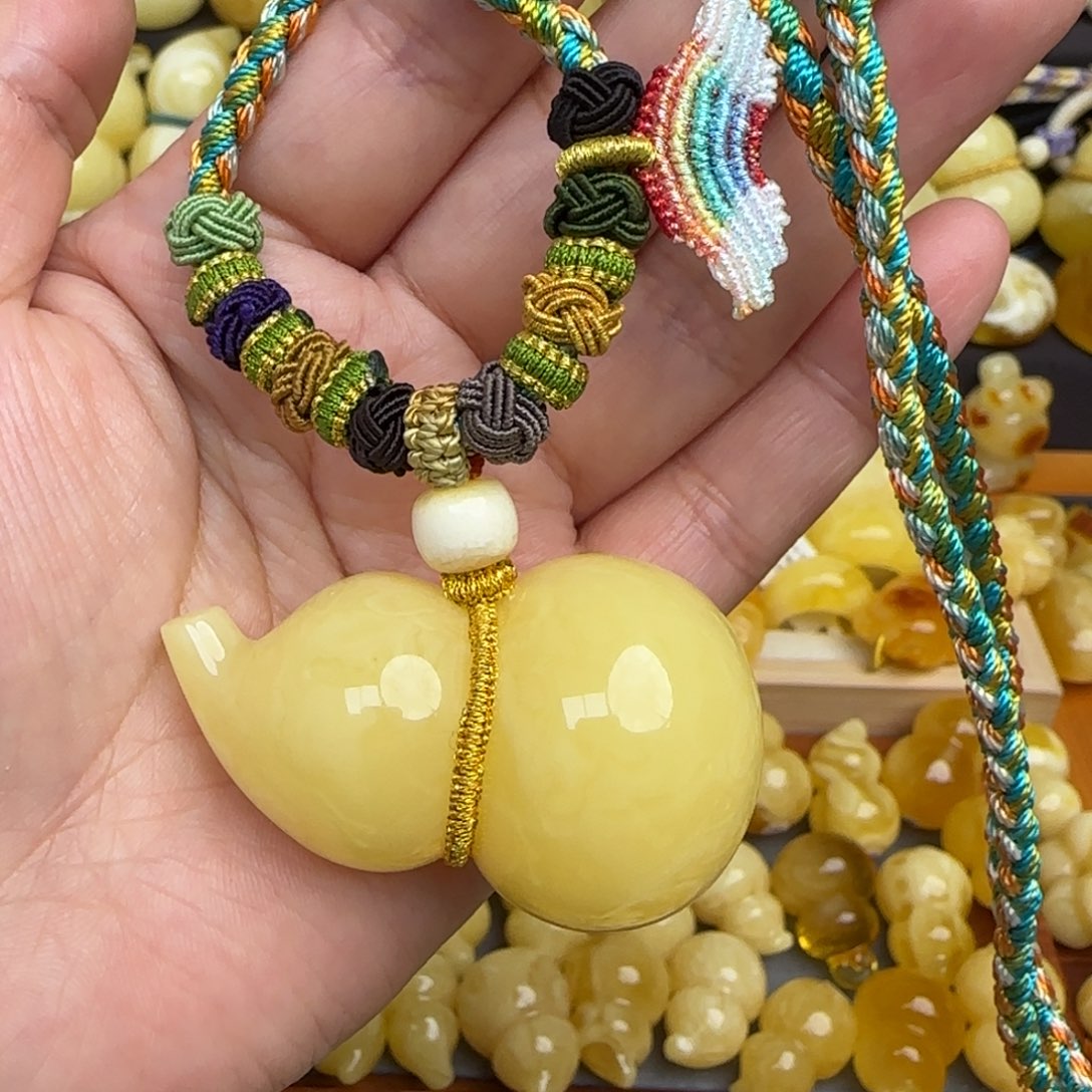 蜜蜡套链未镶嵌天然蜜蜡葫芦吊坠