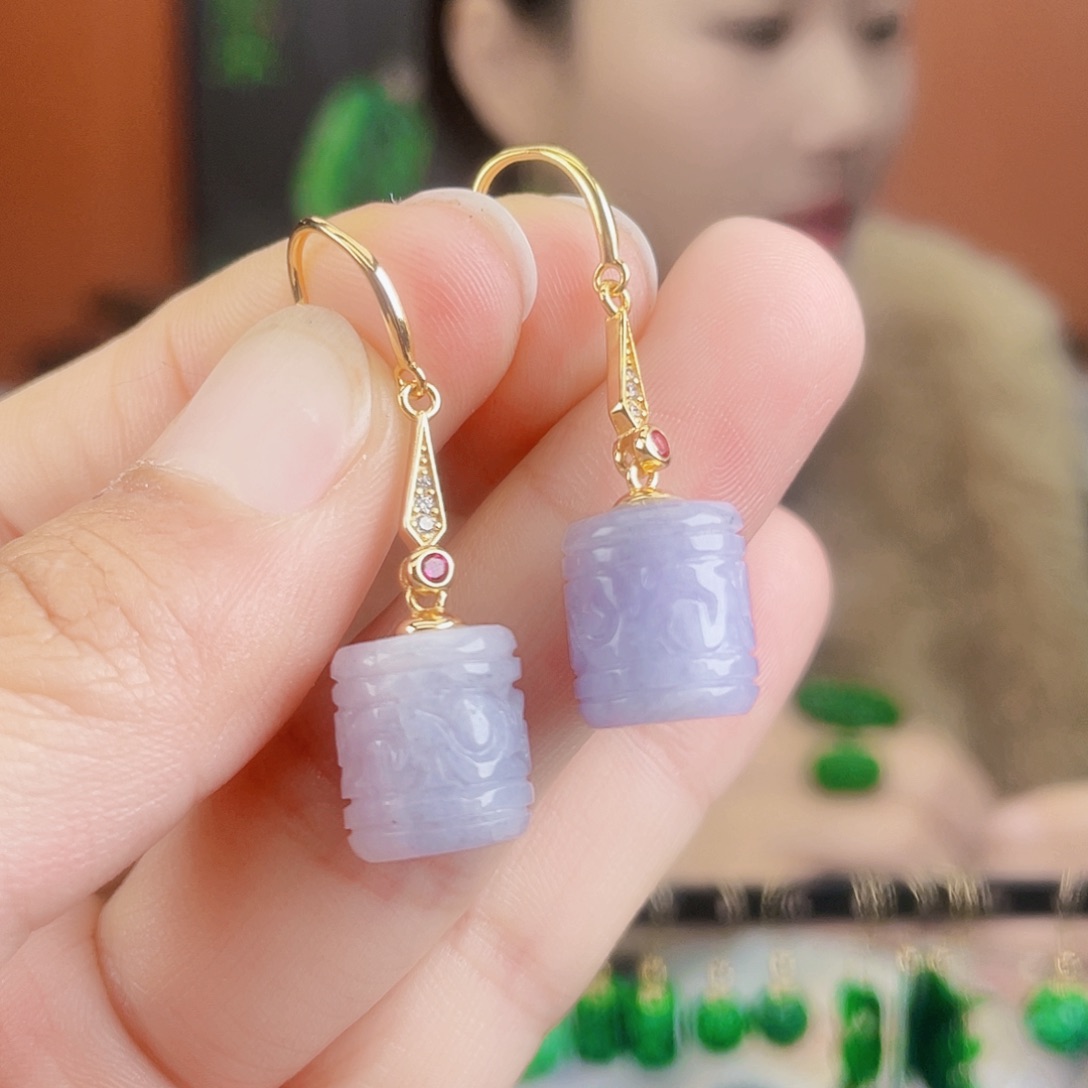 翡翠银S925镶嵌耳饰