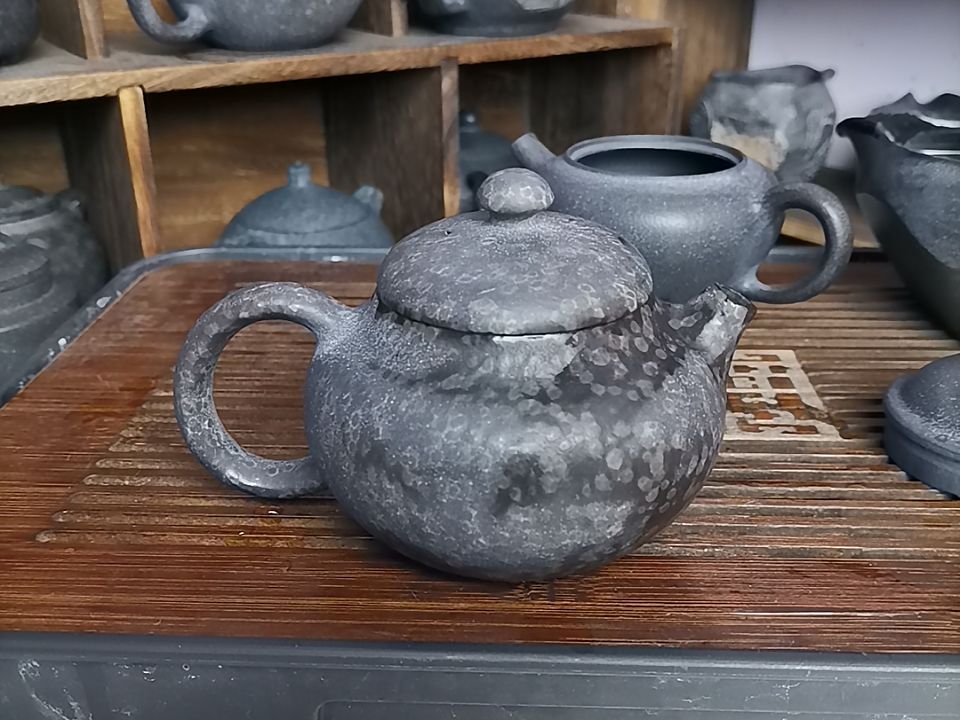 砖雕毛*杰手工雕刻带凤鸣文旦壶