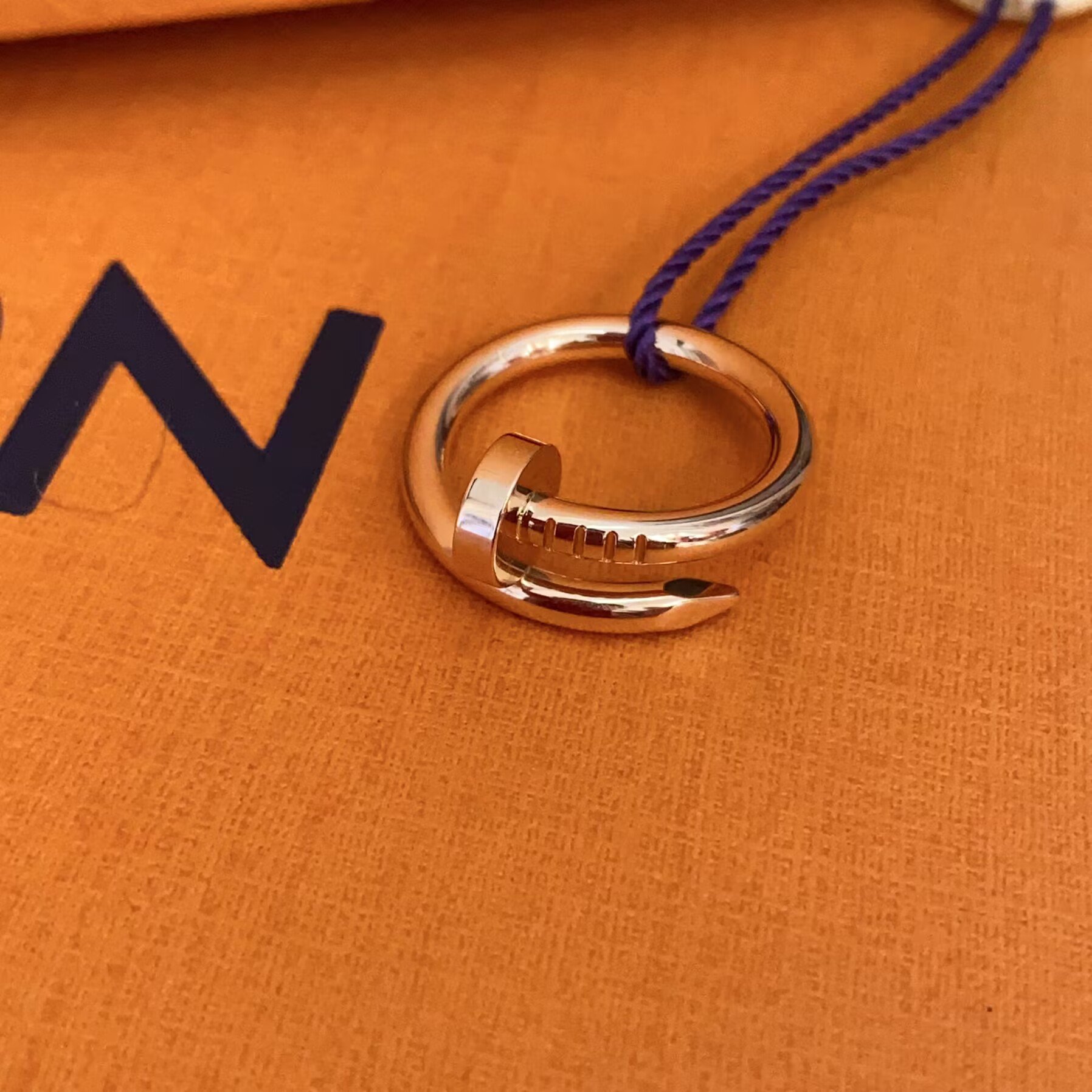 99新 Cartier/卡地亚 钉子戒指/18k玫瑰金/#54 56/宽版卡地亚戒指