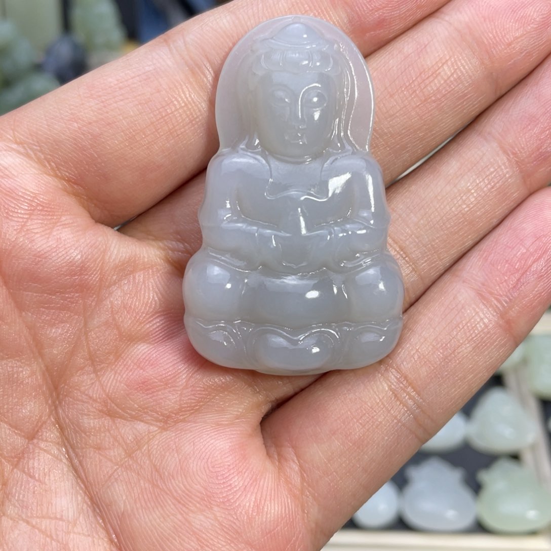 和田玉颈饰未镶嵌大尺寸正装观音