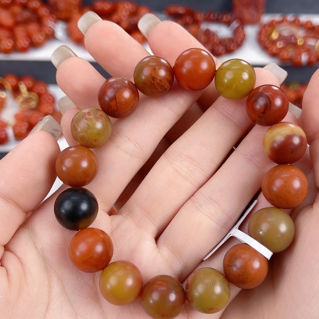 南红玛瑙未镶嵌大山包包浆13mm手串