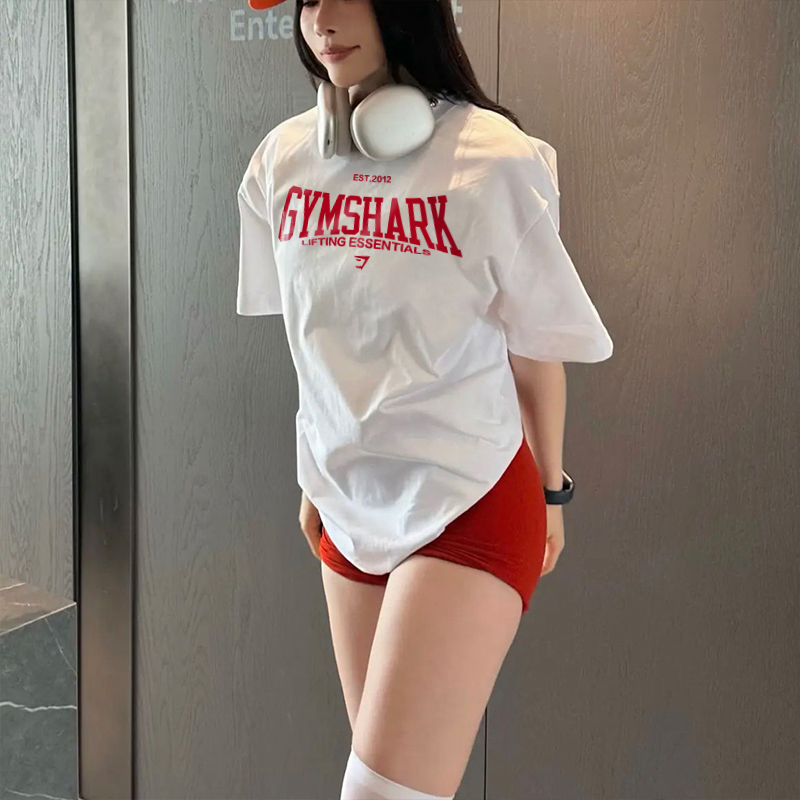 重磅纯棉宽松撸铁健身女运动上衣高颜值T恤休闲运动短袖夏季
