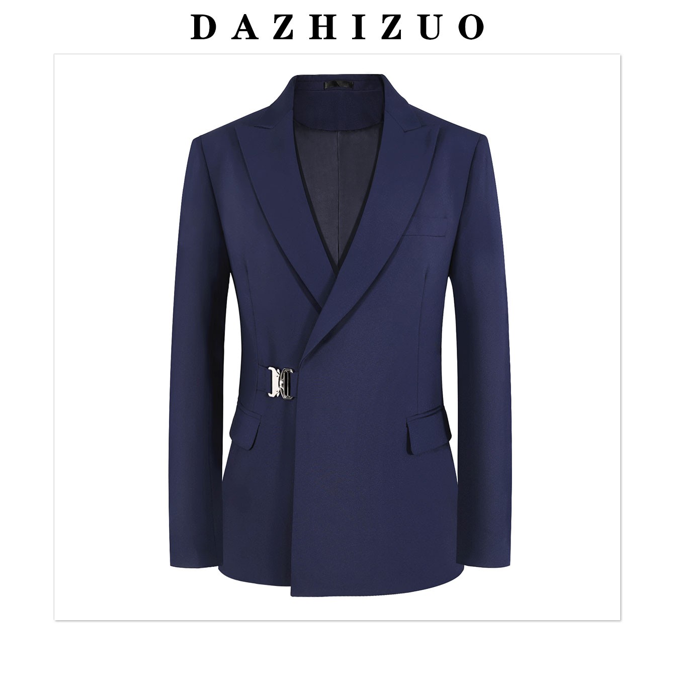 蓝色高档设计感男士西装外套时尚潮流西服A2530                