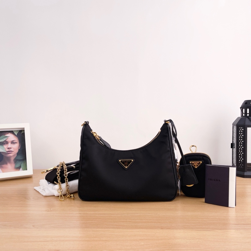 95新 Prada/普拉达 金标三合一hobo/单肩包/3167